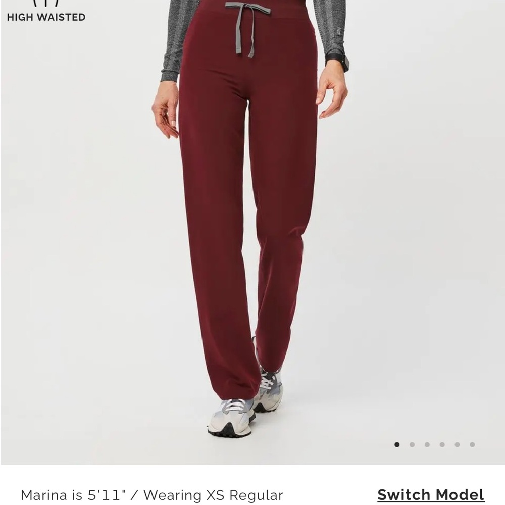 FIGS Livingston Basic Scrub Pants Burgundy Tall